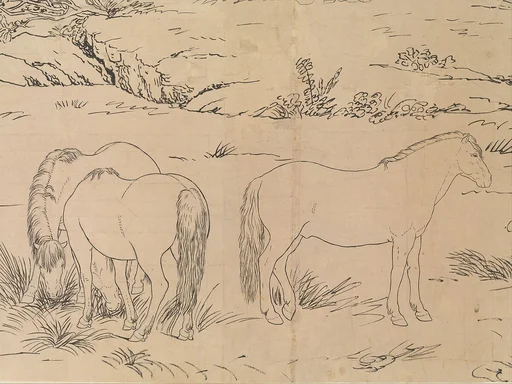 清 郎世寧	百駿圖白描稿 卷|One Hundred Horses