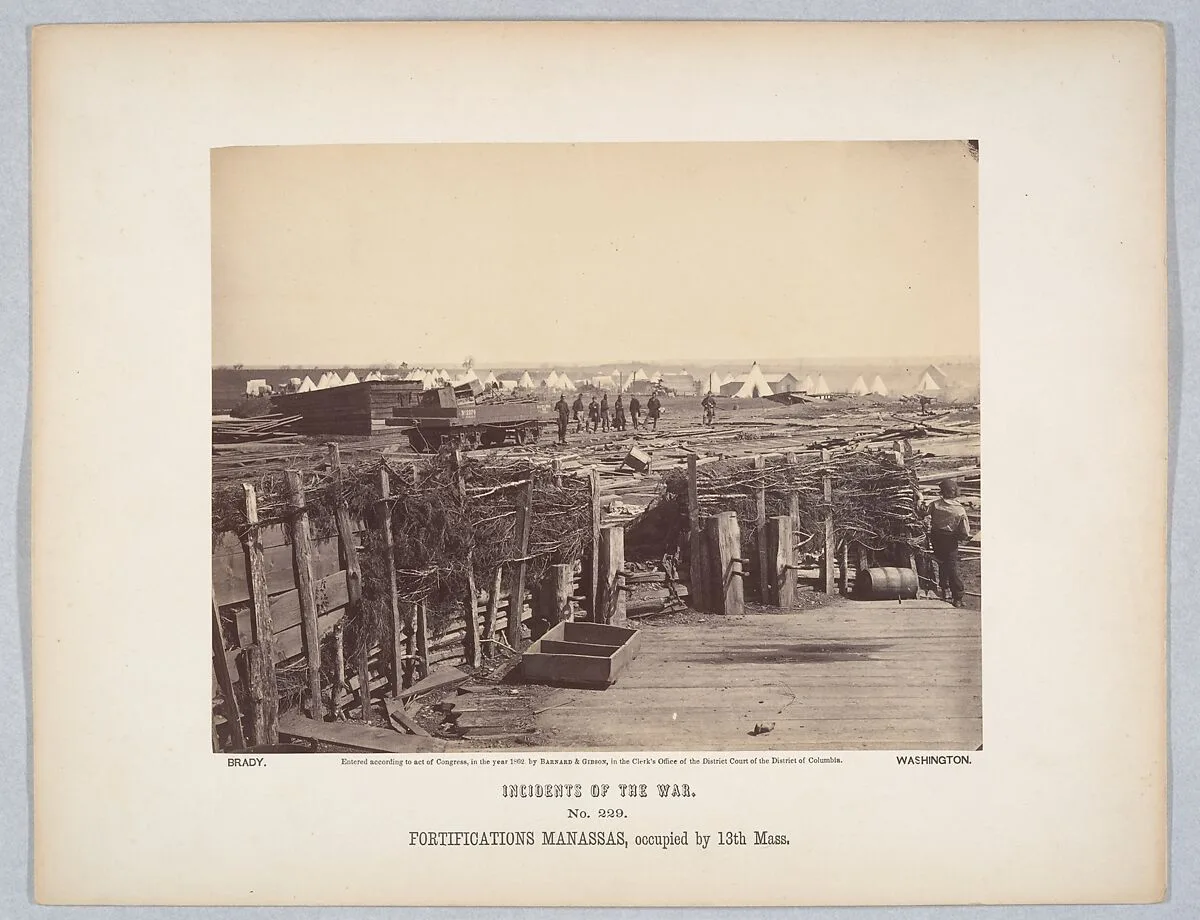 Fortifications, Manassas, Occupied by 13th Mass. — Mathew B. Brady