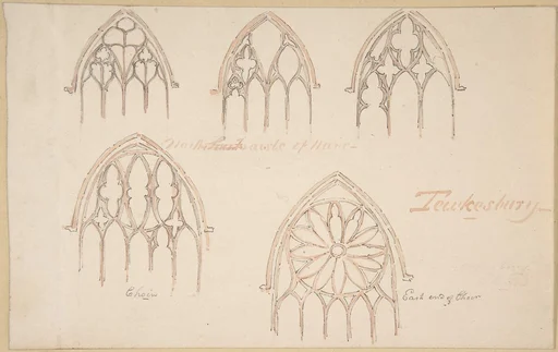 Gothic Window Traceries, Tewkesbury; Tomb (verso)