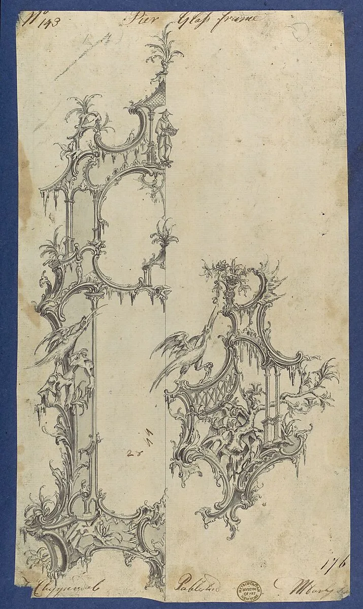 Pier Glass Frames, in Chippendale Drawings, Vol. I — Thomas Chippendale