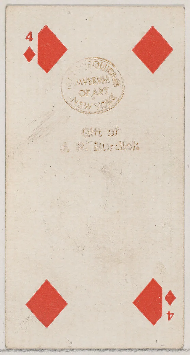 Four Diamonds (red), from the Playing Cards series (N84) for Duke brand cigarettes — W. Duke, Sons & Co.