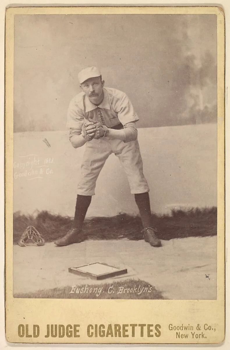 Albert John "Doc" Bushong, Catcher, Brooklyn, from the series Old Judge Cigarettes — Goodwin & Company