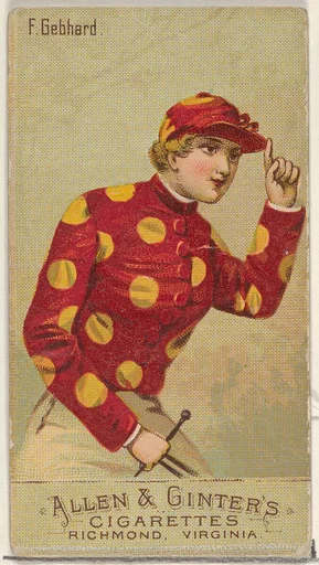 F. Gebhard, from the Racing Colors of the World series (N22b) for Allen & Ginter Cigarettes