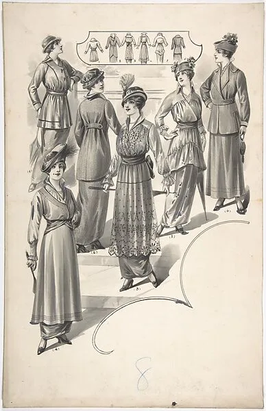 Designs for Six Women's Dresses — A. Foa