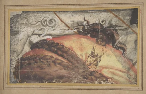 Tapestry Cartoon Fragment: The Top of Woman's Head with Hair Braided over a Cloth Headdress