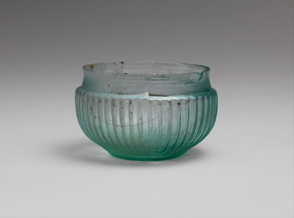 Glass ribbed bowl — Unknown