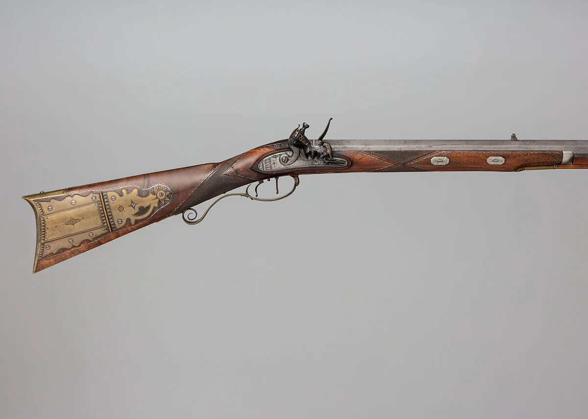 Flintlock Rifle with Case and Bullet Mould Made for Colonel Jacob Bates (1746–1836) — Silas Allen Jr.