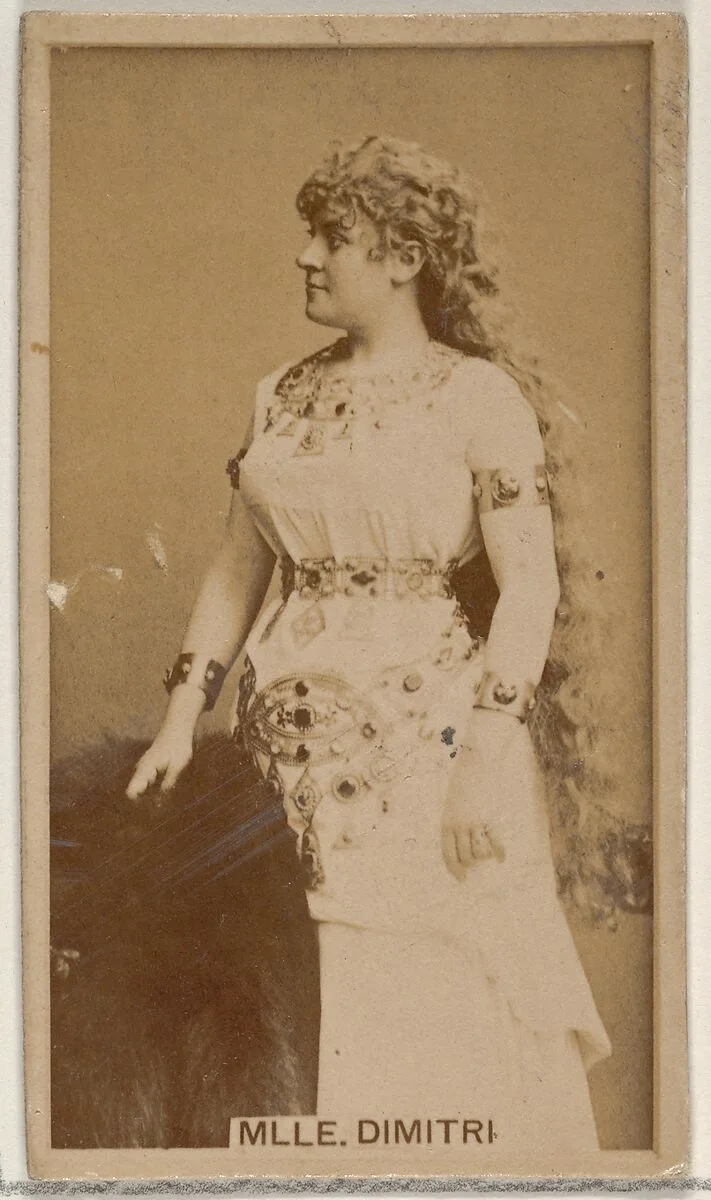 Mlle. Dimitri, from the Actors and Actresses series (N45, Type 8) for Virginia Brights Cigarettes — Allen & Ginter