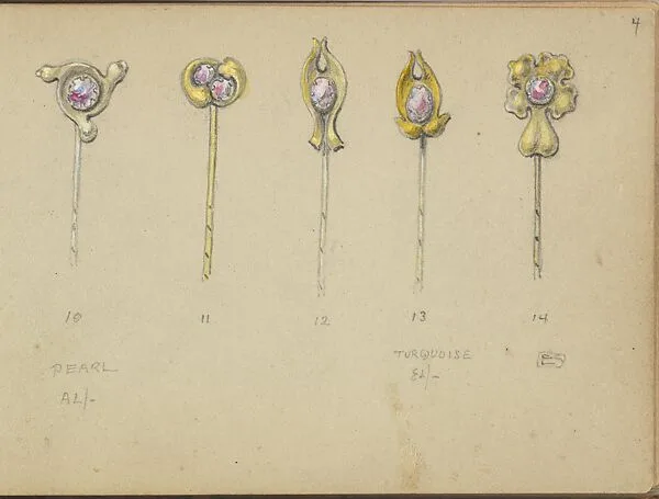 Five Designs for Gold Stickpins — Edgar Gilstrap Simpson