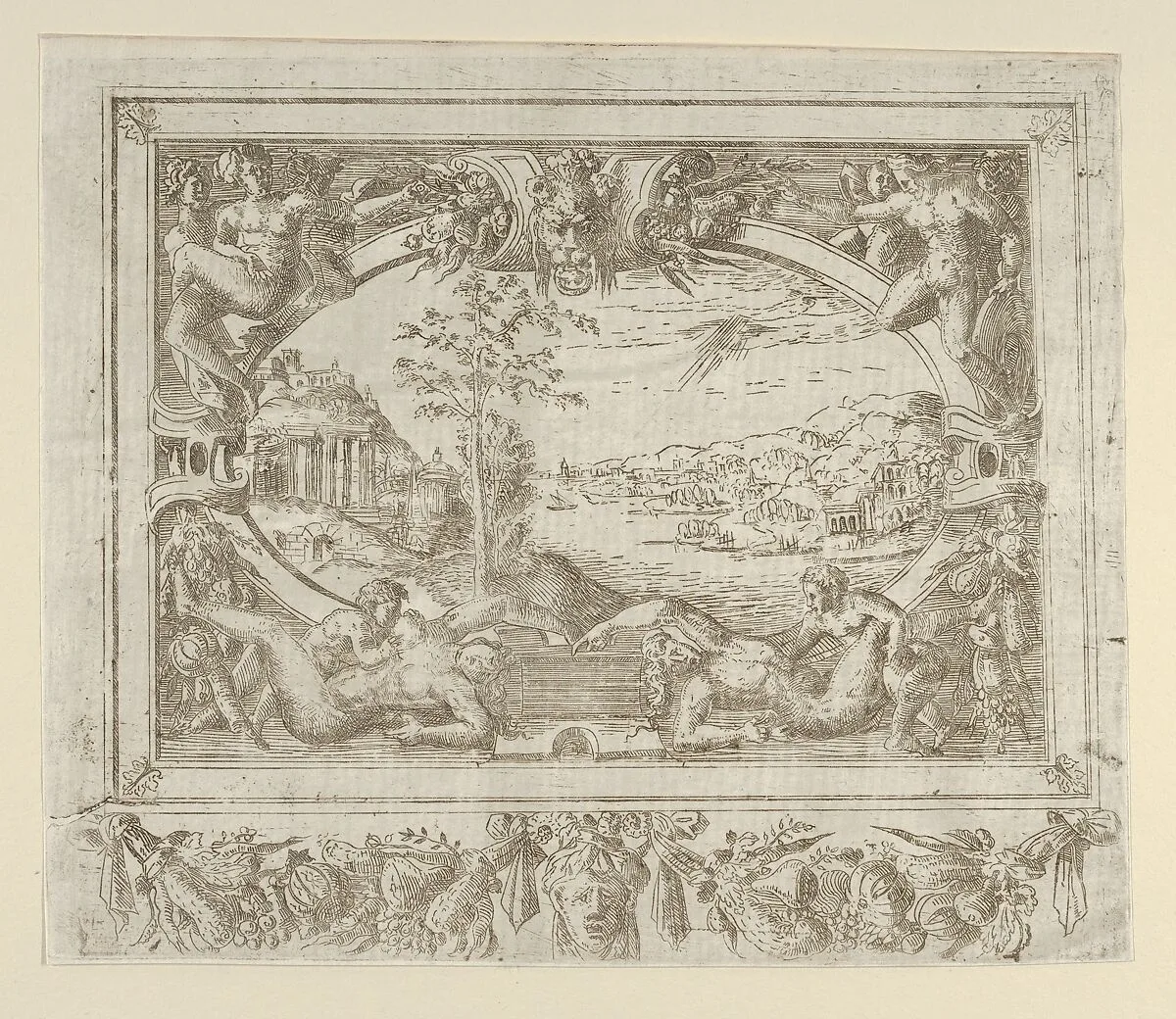 Landscape in a Frame — Anonymous, French, School of Fontainebleau, 16th century