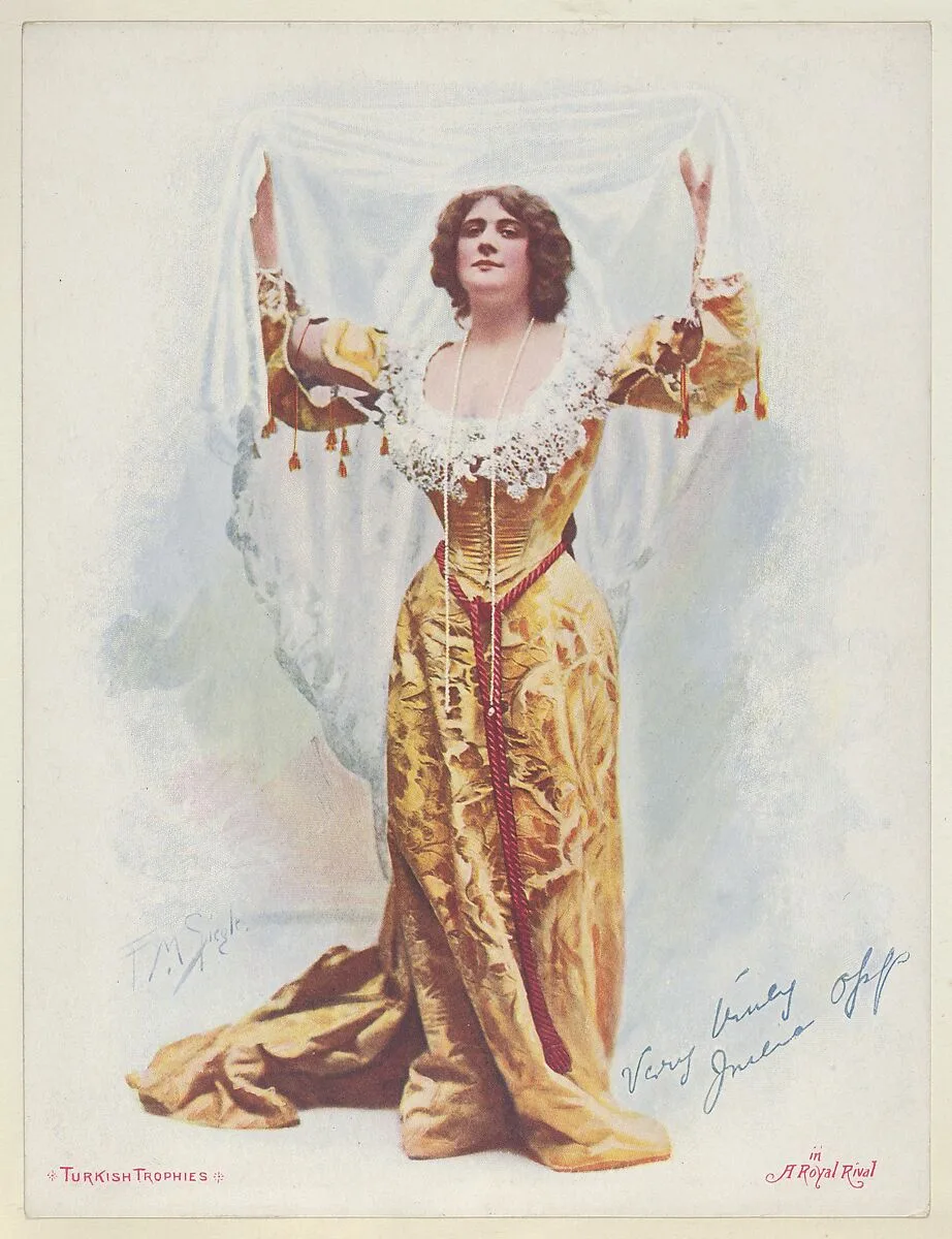 Julia Opp in A Royal Rival, from the Actresses series (T1), distributed by the American Tobacco Co. to promote Turkish Trophies Cigarettes — American Tobacco Company|Frederick Moladore Spiegle