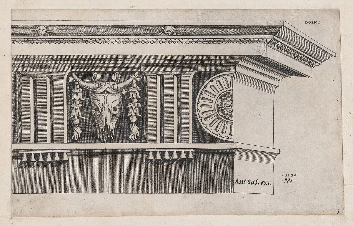 Speculum Romanae Magnificentiae: Doric Entablature — Agostino Veneziano (Agostino dei Musi)|Antonio Salamanca|Marcantonio Raimondi