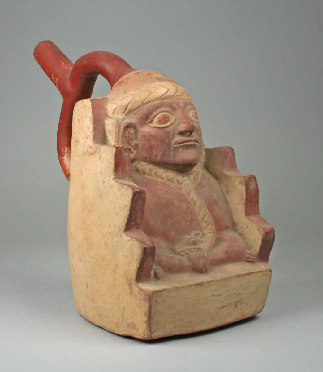 Stirrup Spout Bottle with Figure — Unknown