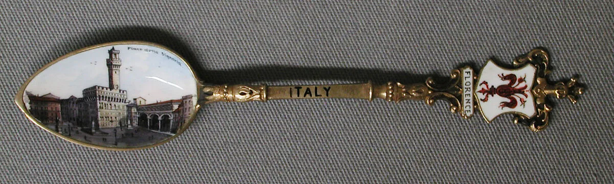 Souvenir spoon with view of the Place della Signoria, Florence — Unknown