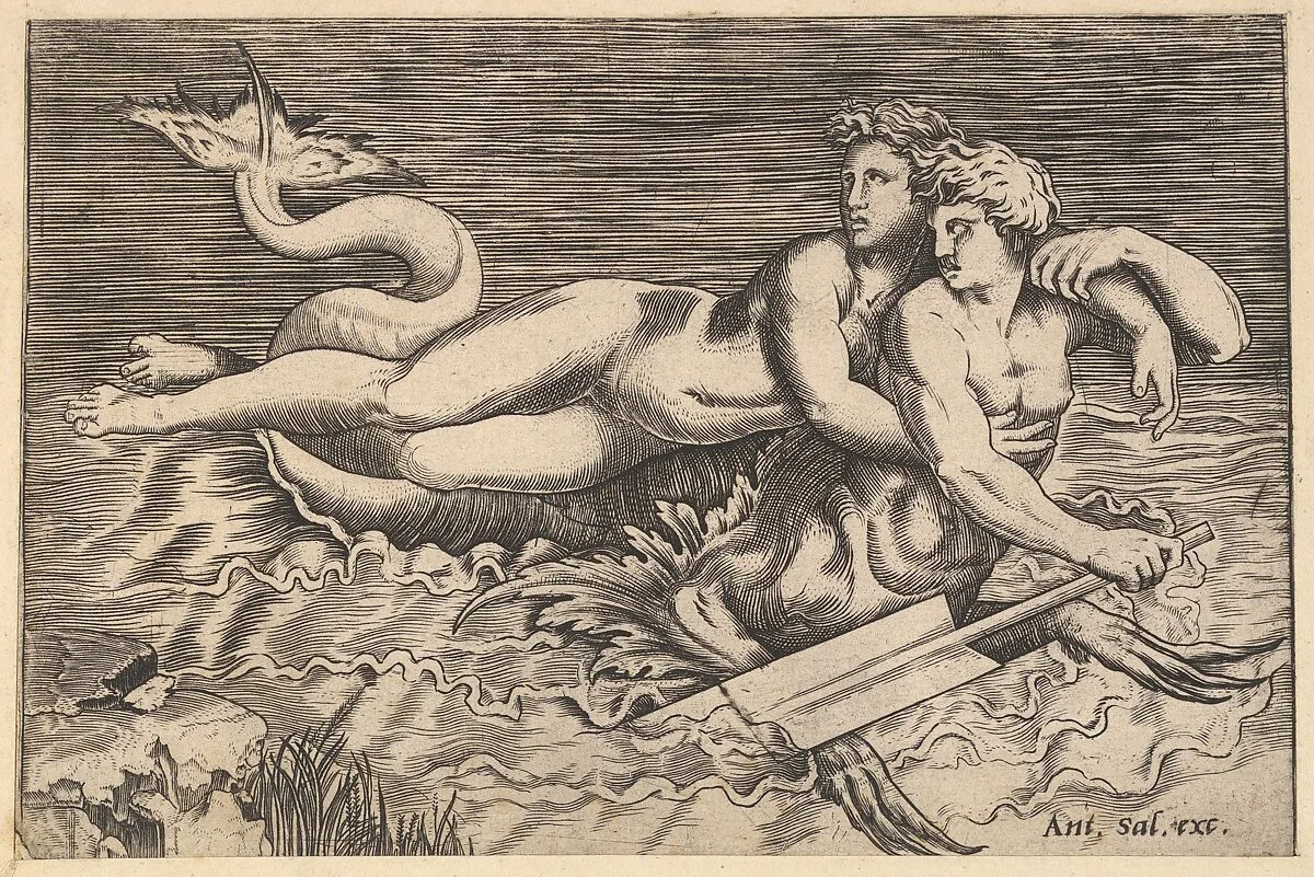 Speculum Romanae Magnificentiae: A Triton Carrying off a Nymph — Marco Dente|Raphael (Raffaello Sanzio or Santi)|Antonio Salamanca