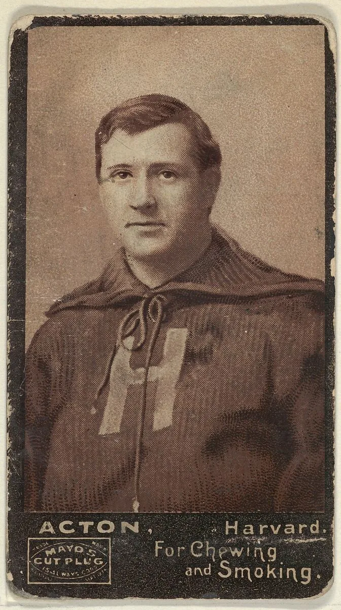 Acton, Harvard University, from the College Football Stars series (N302) for Mayo's Cut Plug Tobacco — P.H. Mayo & Brother, Richmond, Virginia