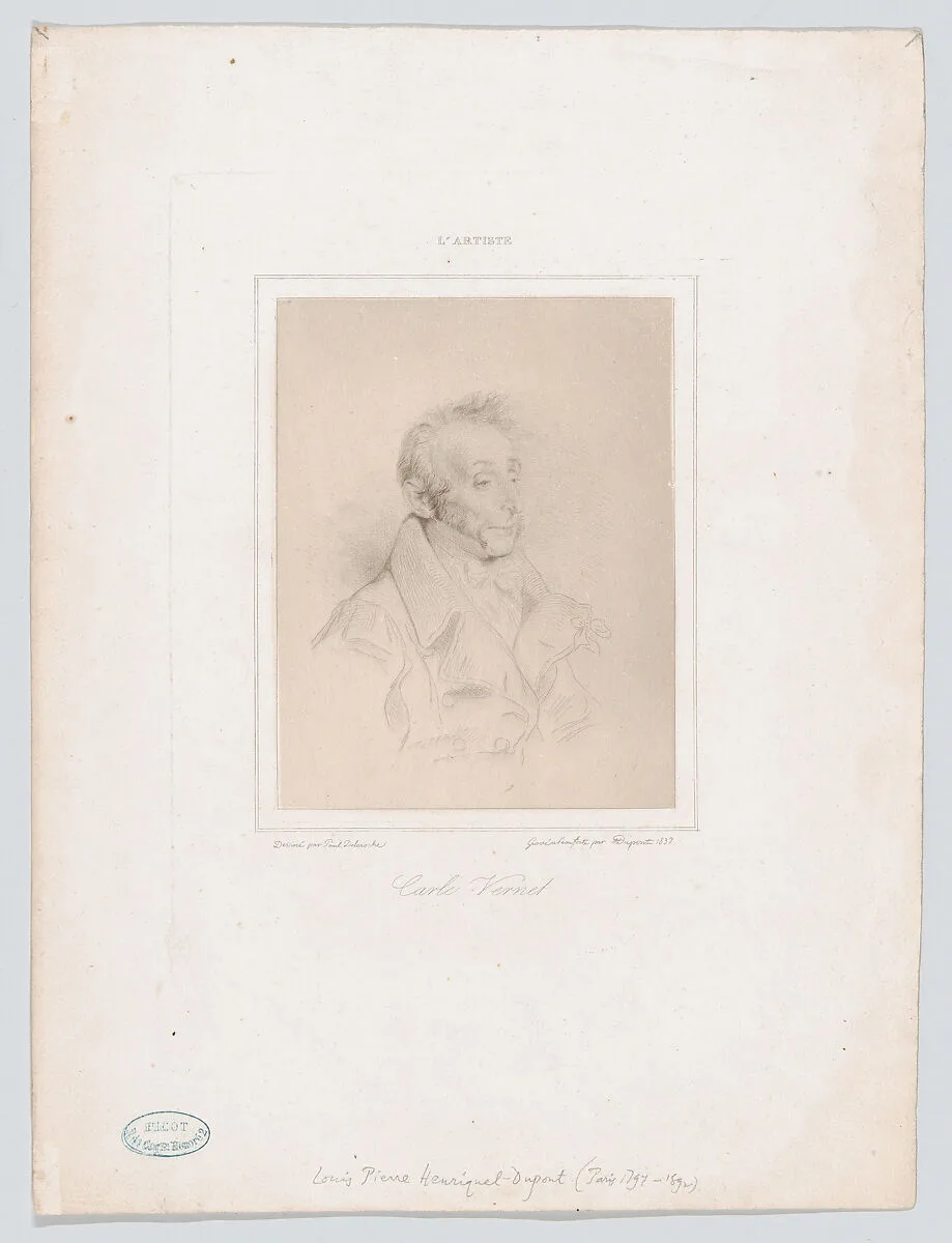 Portrait of Carle Vernet, from "L'Artiste" — Louis Pierre Henriquel-Dupont|Paul (Hippolyte) Delaroche|Carle (Antoine Charles Horace) Vernet