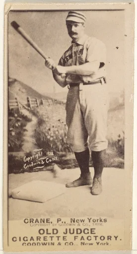 Ed Crane, Pitcher, New York, from the Old Judge series (N172) for Old Judge Cigarettes