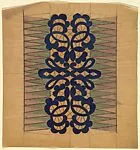Vertical Panel with Openwork Lace Pattern in Blue at Center — Anonymous, French, 20th century