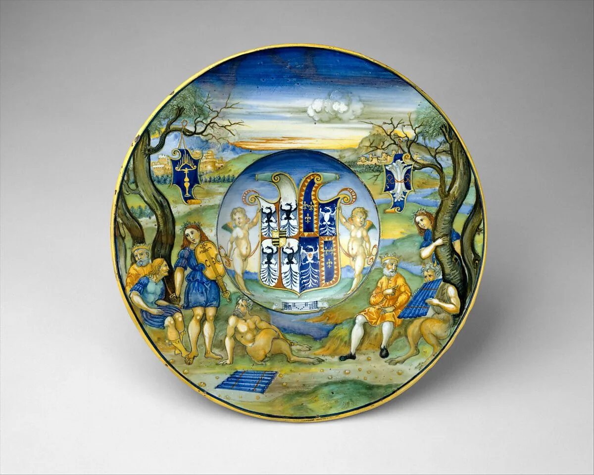 Armorial Plate (tondino): The story of King Midas — Nicola da Urbino