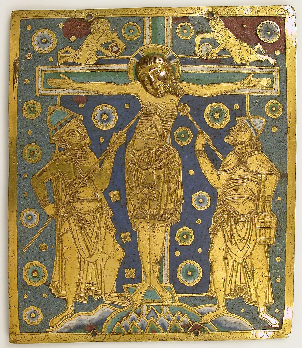 Plaque with the Crucifixion between Longinus and Stephaton and Personifications of the Sun and Moon — Unknown