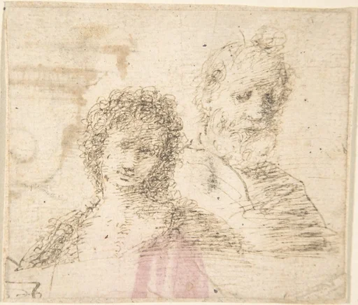 Busts of a Young Woman and an Old Bearded Man