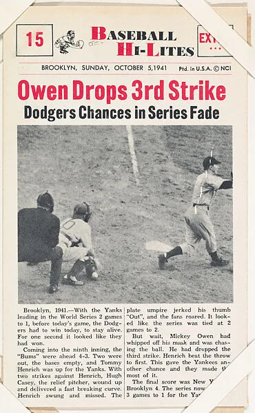 Mickey Owen #15 from Nu-Card Baseball Hi-Lites series (W460) — Nu-Card, Inc.