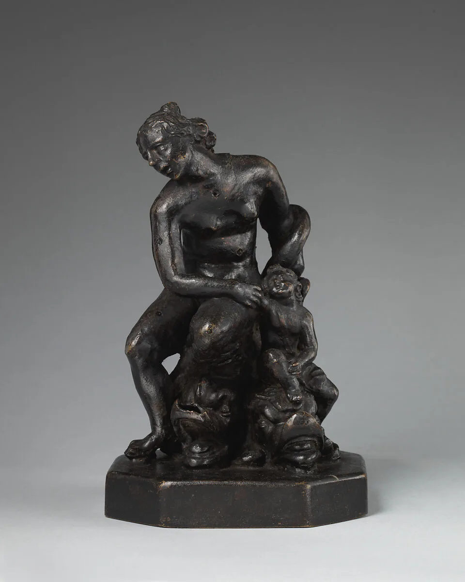 Venus and Cupid, seated on dolphins — Unknown