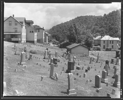 [Houses and Graveyard, Rowlesburg, West Virginia]