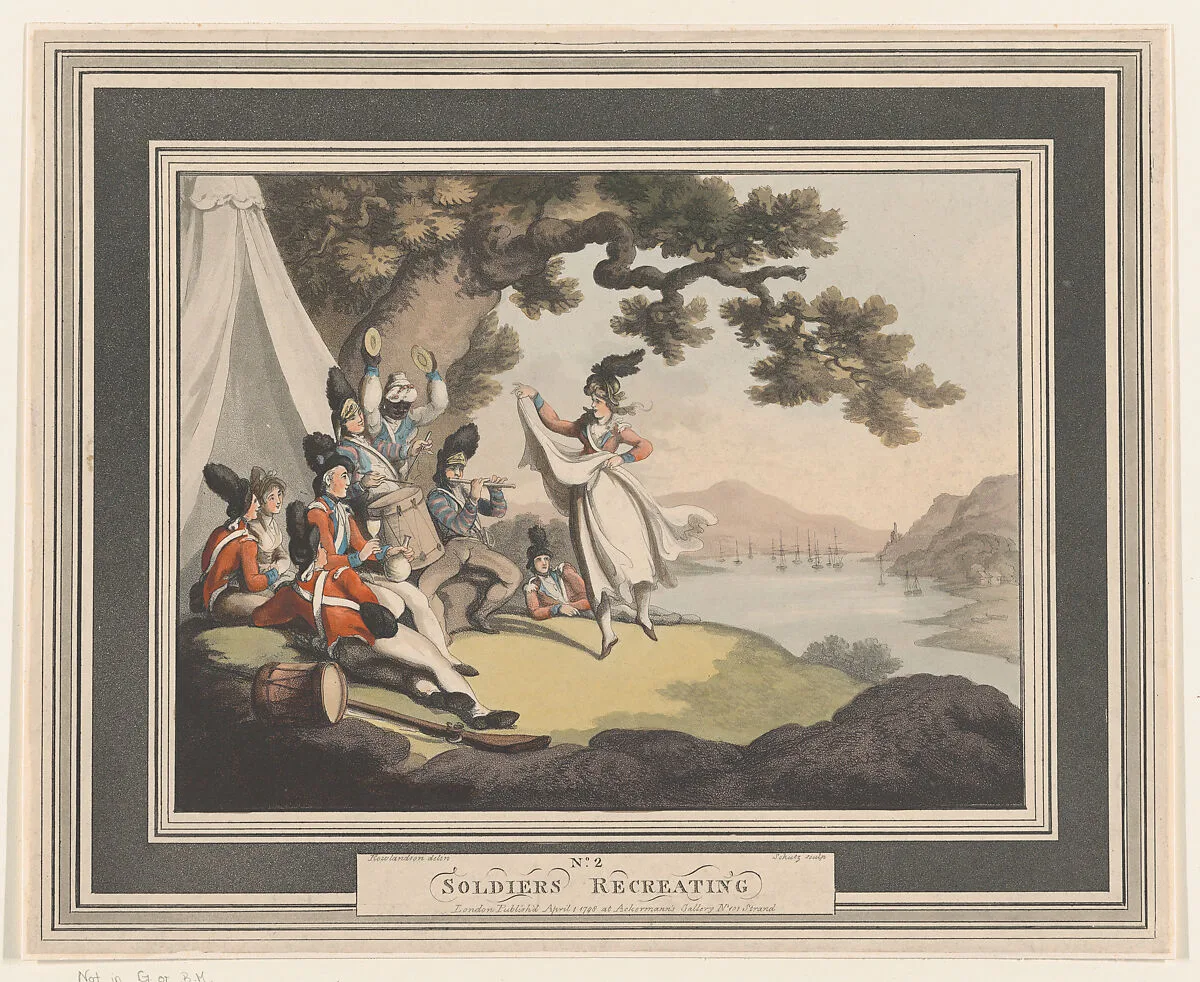 Soldiers Recreating — Heinrich Joseph Schütz|Thomas Rowlandson|Rudolph Ackermann, London
