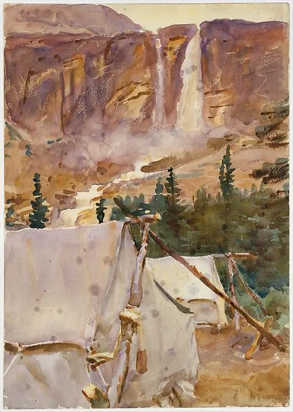 Camp and Waterfall — John Singer Sargent