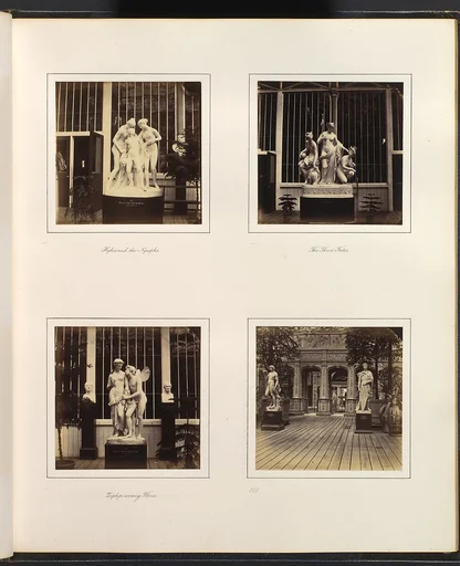[Sculptures of Hylas and the Nymphs, Allegorical Figures of the Three Fates, Zephyr wooing Flora, and Michelangelo's Bacchus and Donatello's St. George]