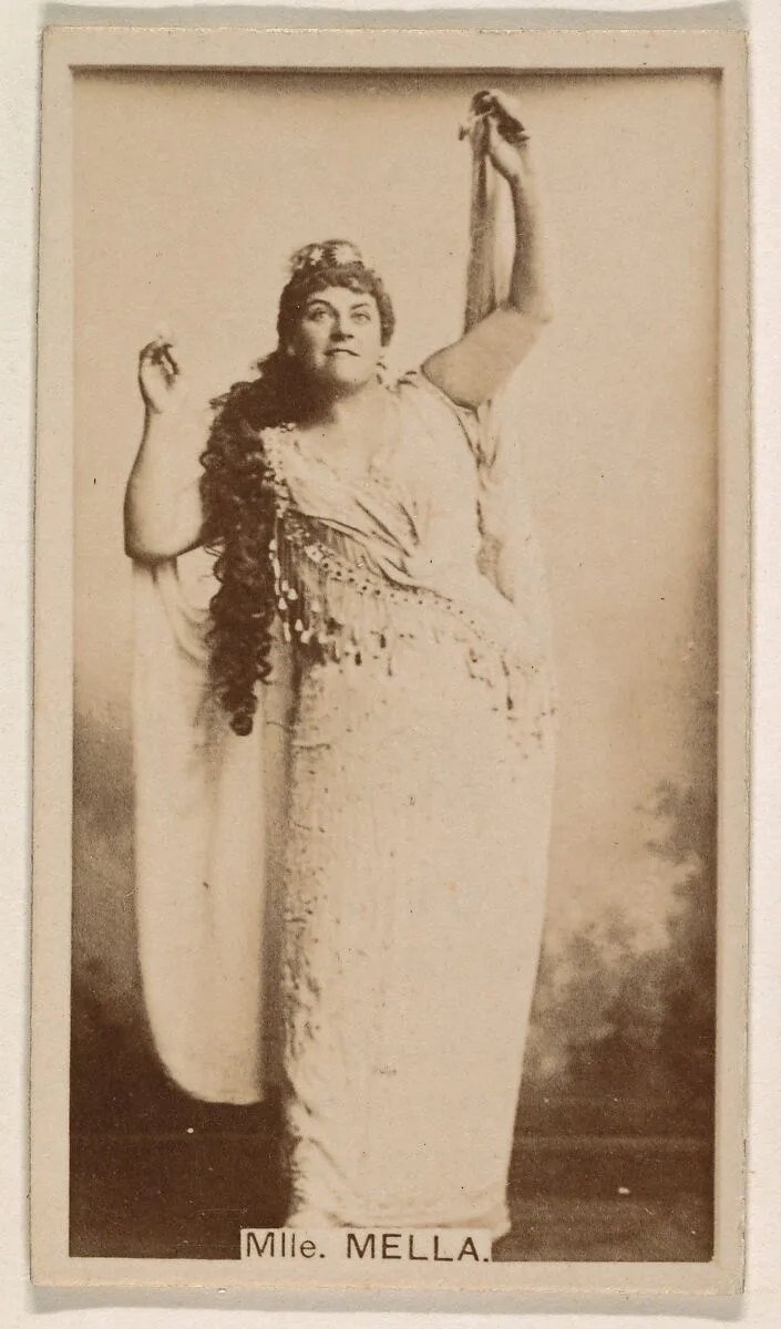 Mlle. Mella, from the Actresses series (N245) issued by Kinney Brothers to promote Sweet Caporal Cigarettes — Kinney Brothers Tobacco Company