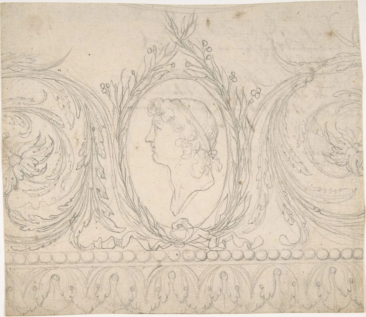 Ornament with Profile Portrait — Anonymous, German, 19th century