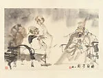 近代 傅小石 賺蘭亭圖 橫軸|Stealing the Orchid Pavilion Manuscript — Fu Xiaoshi