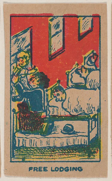 "Free Lodging" trade card from the Charlie Chaplin series (W539) — Universal Toy & Novelty Manufacturing Company