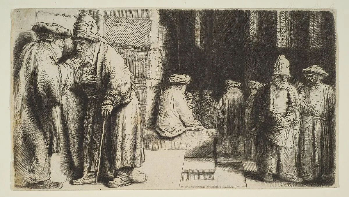 Jews in a Synagogue — Rembrandt (Rembrandt van Rijn)