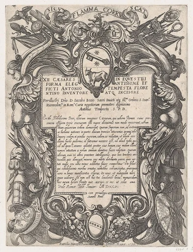 Frontispiece to the series 'The First Twelve Roman Caesars' with the Coat of Arms of Jacopo Bosio