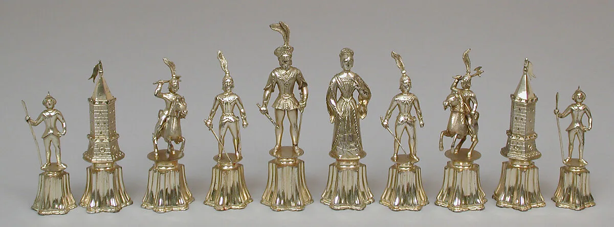Chessmen (32) and board — Unknown