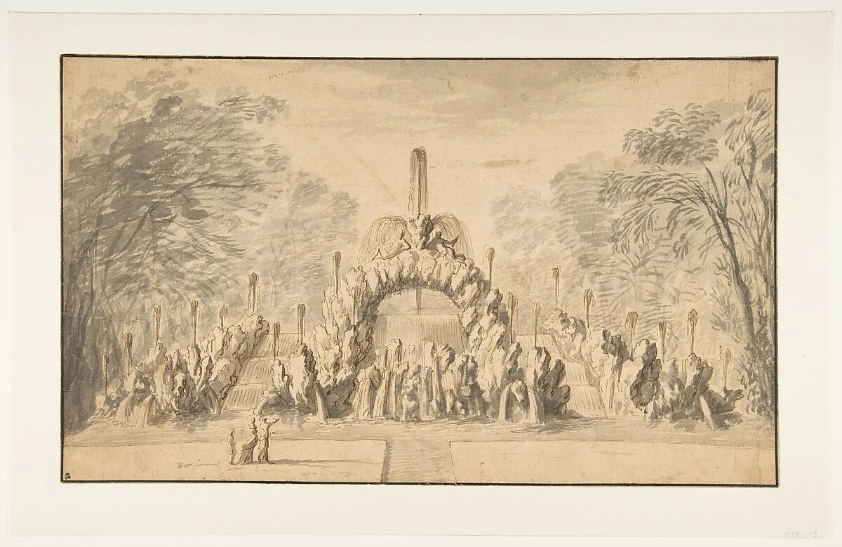 Fountain with a Rock Arch in a Park — Israel Silvestre