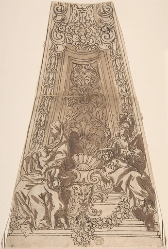 Design for a Dome Compartment with Figures of Charity and Fortitude?