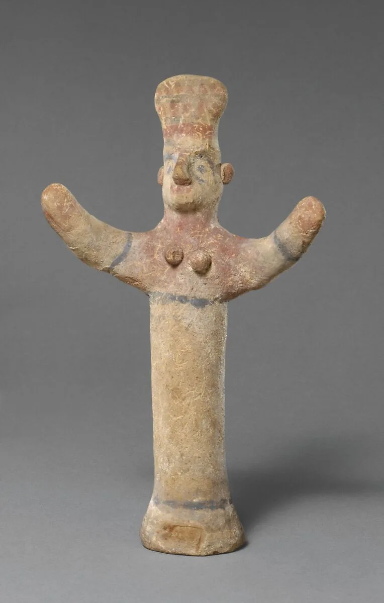 Standing female figurine of the "goddess with uplifted arms" type — Unknown
