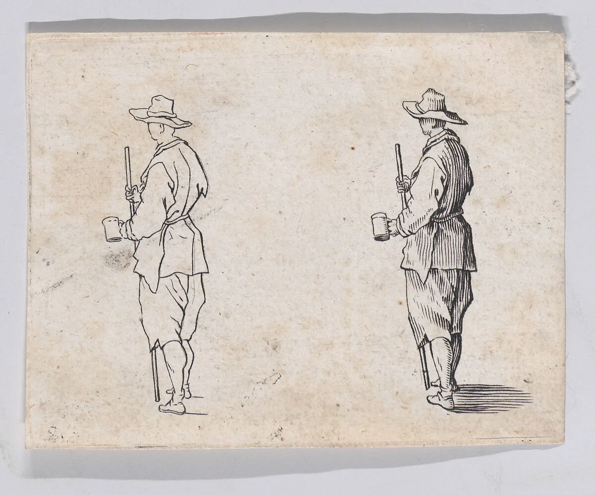 Reverse Copy of Le Paysan Tenant un Gobelet (The Peasant Holding a Cup), from "Les Caprices" Series A, The Florence Set — Jacques Callot|Anonymous