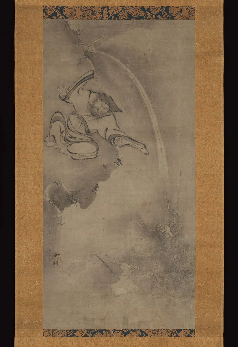 雪村周継筆 費長房図|Daoist Master Fei Zhangfang with a Dragon — Sesson Shūkei 雪村周継