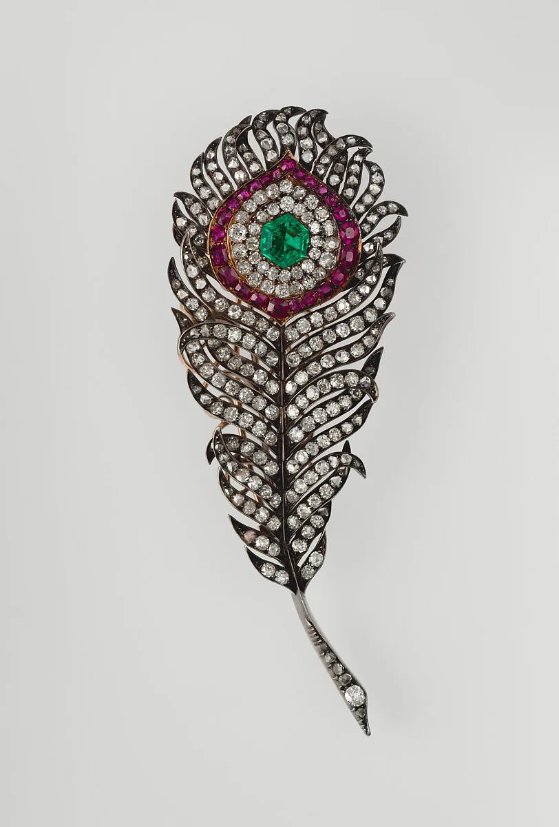 Peacock feather brooch — Unknown