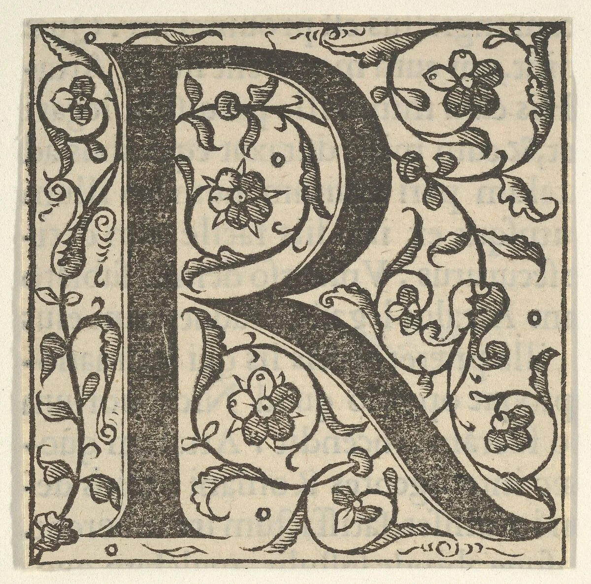 Initial letter R with garlands — Unknown