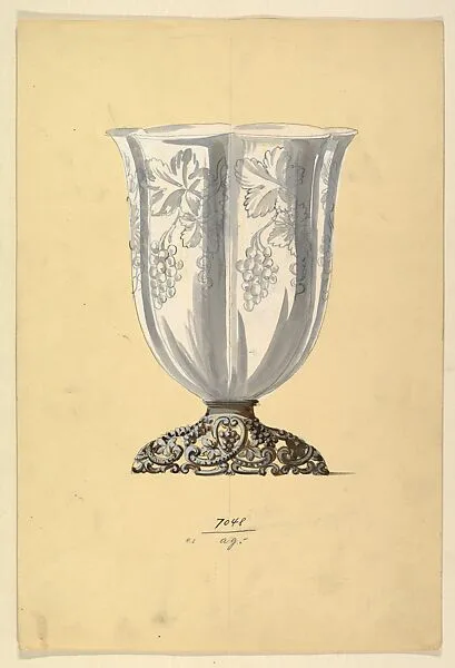 Design for Glass Tumbler with Metal Base — Anonymous, Czech, early 20th century