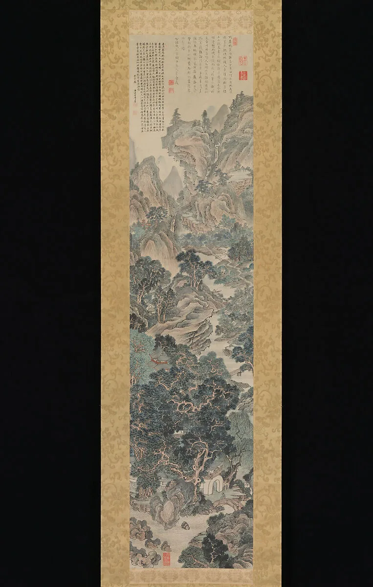 柳沢淇園筆 山水図|Landscape in the Blue-and-Green Manner — Yanagisawa Kien