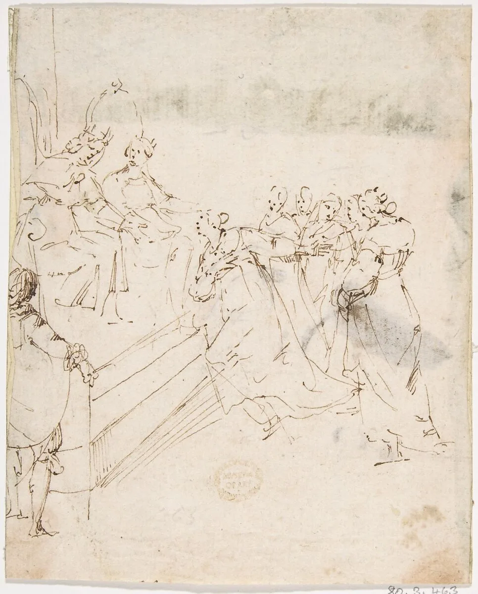 Supplicants before an Enthroned King and Queen — Francesco Allegrini