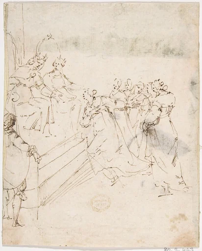 Supplicants before an Enthroned King and Queen